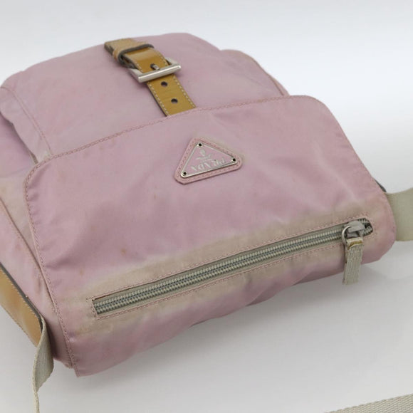 PRADA Shoulder Bag Nylon Pink Silver Auth LNZ394