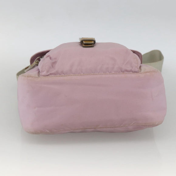 PRADA Shoulder Bag Nylon Pink Silver Auth LNZ394