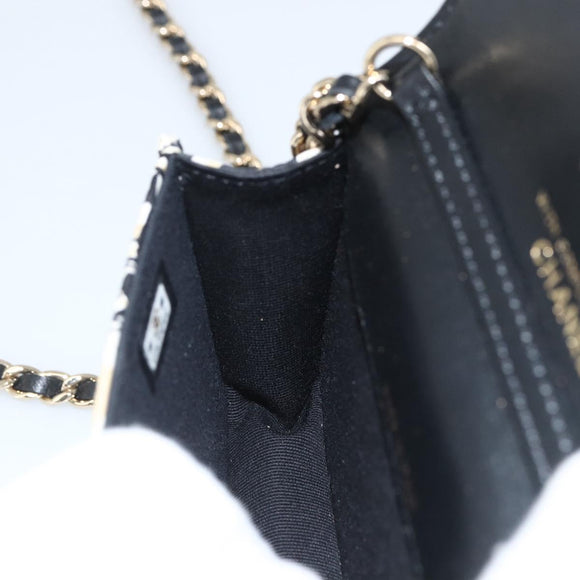 CHANEL Chain Mini Matelasse 12 Shoulder Bag Satin Beige Gold CC Auth LNZ395M