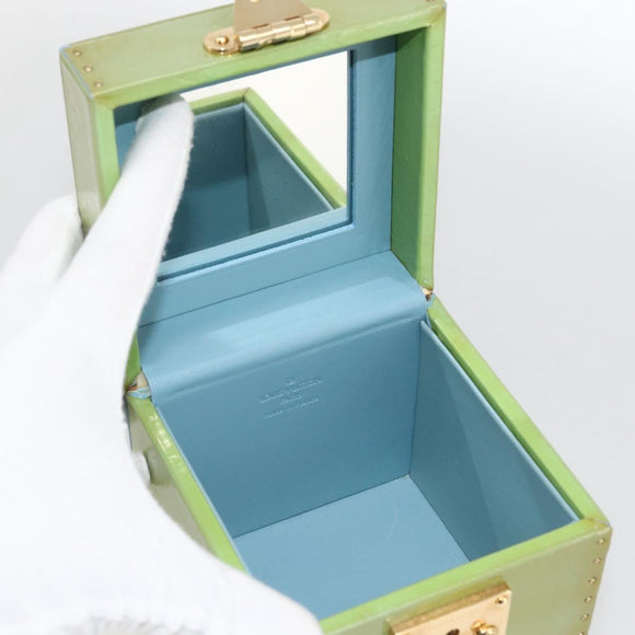 LOUIS VUITTON Vernis Bleecker Cosmetic Pouch Baby Blue M91003 Auth LNZ403