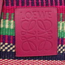 LOEWE Anagram Tote Bag Raffia Leather Pink Multicolor Auth LNZ404SAM-10