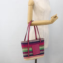 LOEWE Anagram Tote Bag Raffia Leather Pink Multicolor Auth LNZ404SAM-19