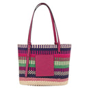 LOEWE Anagram Tote Bag Raffia Leather Pink Multicolor Auth LNZ404SAM-13