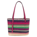LOEWE Anagram Tote Bag Raffia Leather Pink Multicolor Auth LNZ404SAM-2