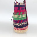 LOEWE Anagram Tote Bag Raffia Leather Pink Multicolor Auth LNZ404SAM-3