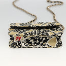 CHANEL Chain Mini Matelasse 12 Shoulder Bag Satin Beige Gold CC Auth LNZ407M-5