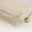 CHANEL Pouch Tweed Ivory Gold CC Auth LNZ410V-10