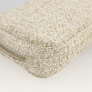 CHANEL Pouch Tweed Ivory Gold CC Auth LNZ410V-11