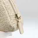 CHANEL Pouch Tweed Ivory Gold CC Auth LNZ410V-12