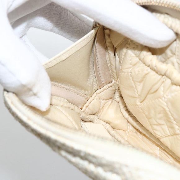 CHANEL Pouch Tweed Ivory Gold CC Auth LNZ410V