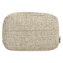 CHANEL Pouch Tweed Ivory Gold CC Auth LNZ410V-3