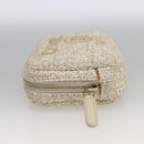 CHANEL Pouch Tweed Ivory Gold CC Auth LNZ410V-4