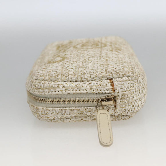 CHANEL Pouch Tweed Ivory Gold CC Auth LNZ410V