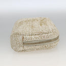 CHANEL Pouch Tweed Ivory Gold CC Auth LNZ410V-5
