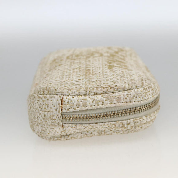 CHANEL Pouch Tweed Ivory Gold CC Auth LNZ410V