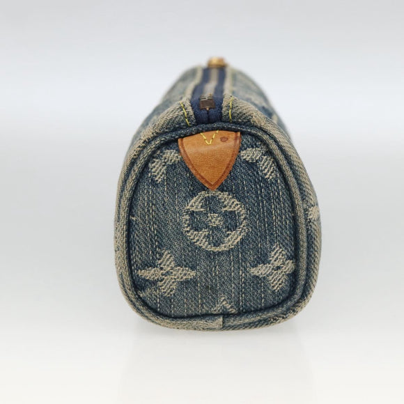 LOUIS VUITTON Denim Trousse Speedy PM Accessory Pouch M95082 Auth LNZ411A