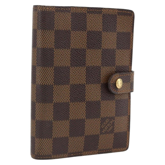 LOUIS VUITTON Damier Ebene Agenda PM Day Planner Cover R20700 LV Auth LNZ412
