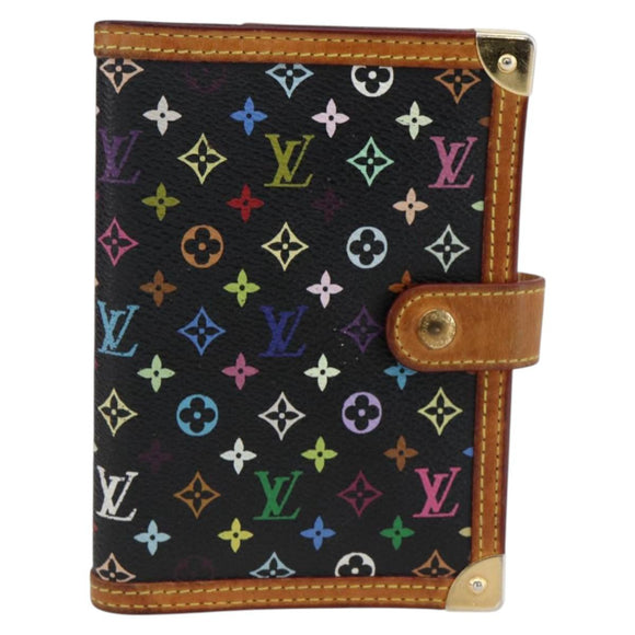 LOUIS VUITTON Multicolor Agenda PM Day Planner Cover Black R20895 Auth LNZ415V