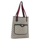 GUCCI GG Plus Supreme Sherry Line Tote Bag PVC Navy Gold Auth LNZ421-1