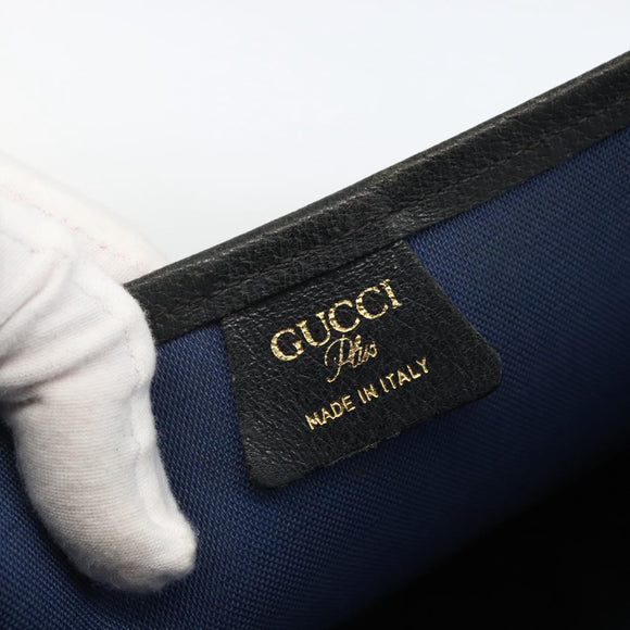 GUCCI GG Plus Supreme Sherry Line Tote Bag PVC Navy Gold Auth LNZ421