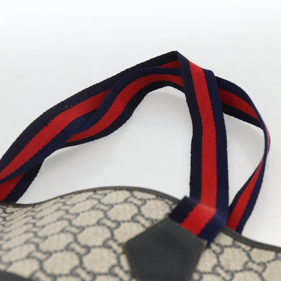 GUCCI GG Plus Supreme Sherry Line Tote Bag PVC Navy Gold Auth LNZ421