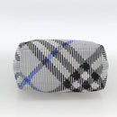 BURBERRY Nova Check Hand Bag Canvas Light Blue Gold Auth LNZ422SAM-5