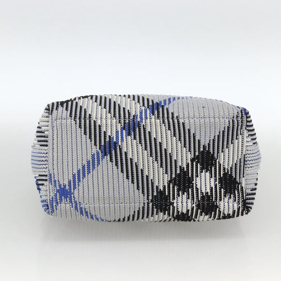 BURBERRY Nova Check Hand Bag Canvas Light Blue Gold Auth LNZ422SAM