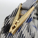 BURBERRY Nova Check Hand Bag Canvas Light Blue Gold Auth LNZ422SAM-18
