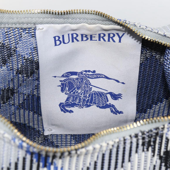 BURBERRY Nova Check Hand Bag Canvas Light Blue Gold Auth LNZ422SAM