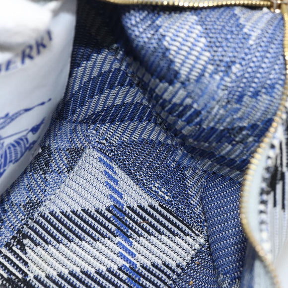 BURBERRY Nova Check Hand Bag Canvas Light Blue Gold Auth LNZ422SAM