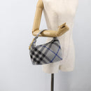 BURBERRY Nova Check Hand Bag Canvas Light Blue Gold Auth LNZ422SAM-22