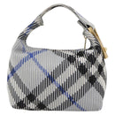 BURBERRY Nova Check Hand Bag Canvas Light Blue Gold Auth LNZ422SAM-2
