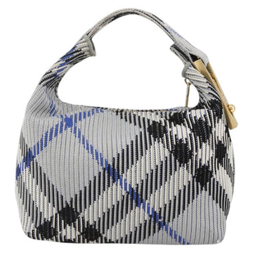 BURBERRY Nova Check Hand Bag Canvas Light Blue Gold Auth LNZ422SAM - 0
