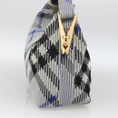 BURBERRY Nova Check Hand Bag Canvas Light Blue Gold Auth LNZ422SAM-3