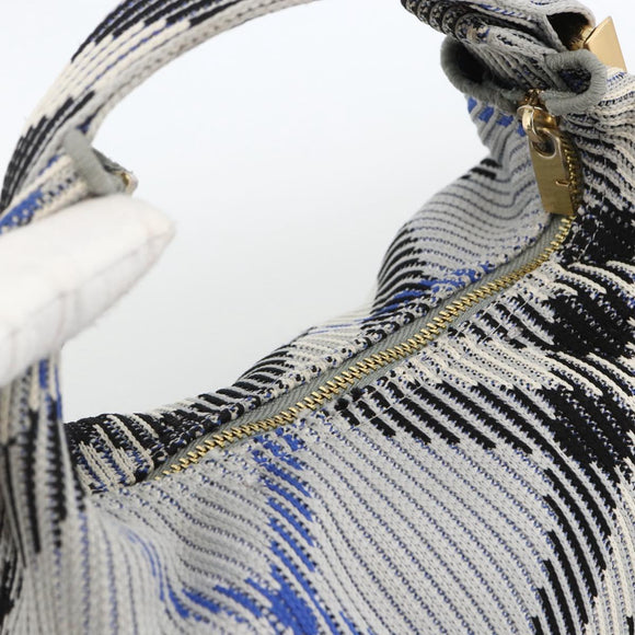 BURBERRY Nova Check Hand Bag Canvas Light Blue Gold Auth LNZ422SAM