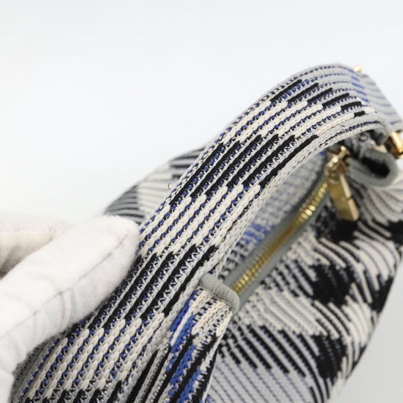 BURBERRY Nova Check Hand Bag Canvas Light Blue Gold Auth LNZ422SAM