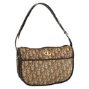 Christian Dior Trotter Canvas Shoulder Bag Beige Gold Auth LNZ423-1