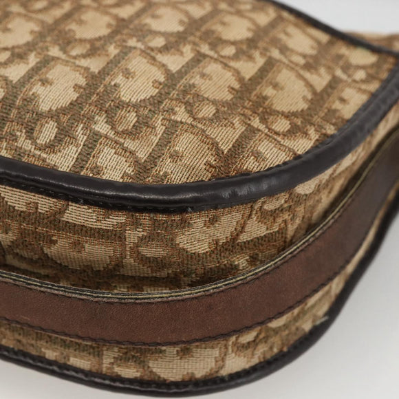 Christian Dior Trotter Canvas Shoulder Bag Beige Gold Auth LNZ423