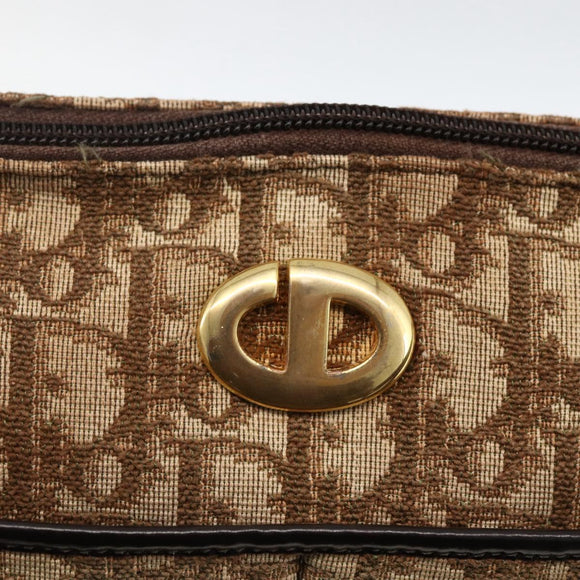 Christian Dior Trotter Canvas Shoulder Bag Beige Gold Auth LNZ423