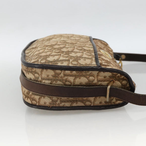 Christian Dior Trotter Canvas Shoulder Bag Beige Gold Auth LNZ423