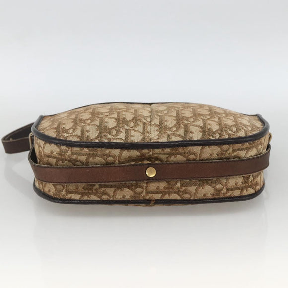 Christian Dior Trotter Canvas Shoulder Bag Beige Gold Auth LNZ423