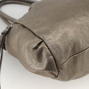 Salvatore Ferragamo Gancini Hand Bag Leather White Silver Auth LNZ426-14