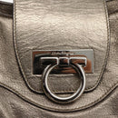Salvatore Ferragamo Gancini Hand Bag Leather White Silver Auth LNZ426-17