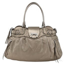Salvatore Ferragamo Gancini Hand Bag Leather White Silver Auth LNZ426-13