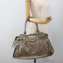 Salvatore Ferragamo Gancini Hand Bag Leather White Silver Auth LNZ426-23