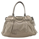 Salvatore Ferragamo Gancini Hand Bag Leather White Silver Auth LNZ426-2