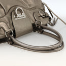 Salvatore Ferragamo Gancini Hand Bag Leather White Silver Auth LNZ426-7