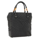 GUCCI Bamboo GG Canvas Hand Bag Black 112530 Auth LNZ427-1