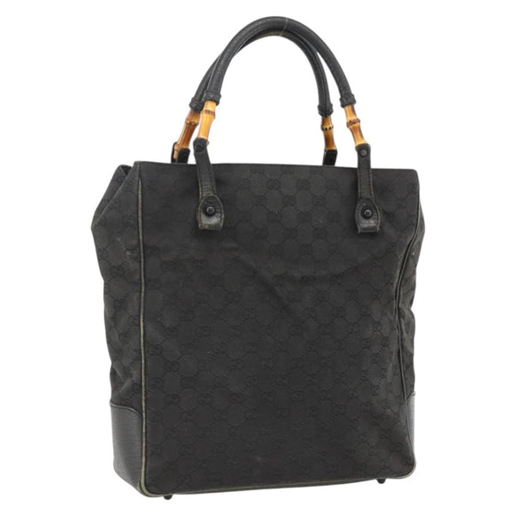 GUCCI Bamboo GG Canvas Hand Bag Black 112530 Auth LNZ427