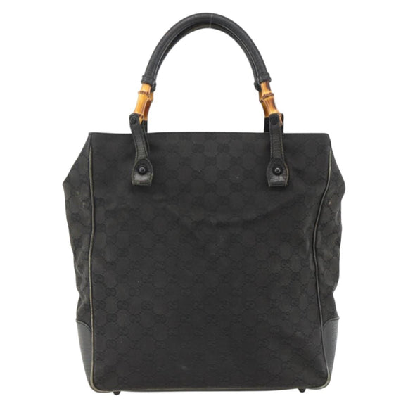 GUCCI Bamboo GG Canvas Hand Bag Black 112530 Auth LNZ427